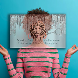 Carte De Visite Maquillage Eyelash Coiffeur Ciseaux Rose Lion Drif