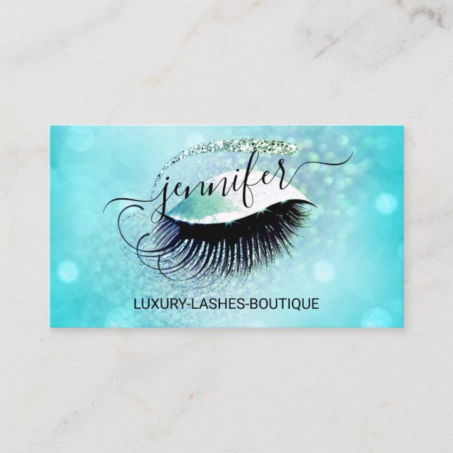Carte De Visite Maquillage Eyelash QR Code Ocean Parties scintilla (Devant)