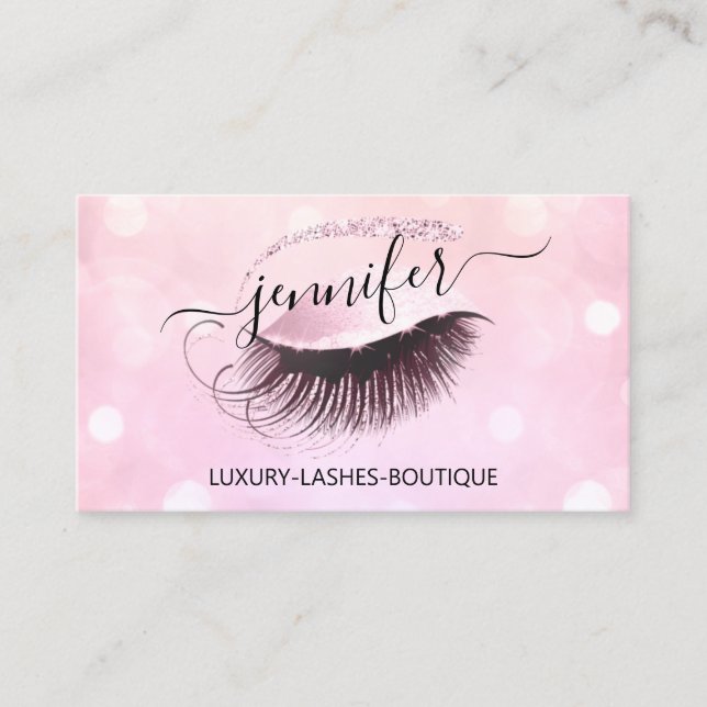 Carte De Visite Maquillage Eyelash QR Code Parties scintillant ros (Devant)