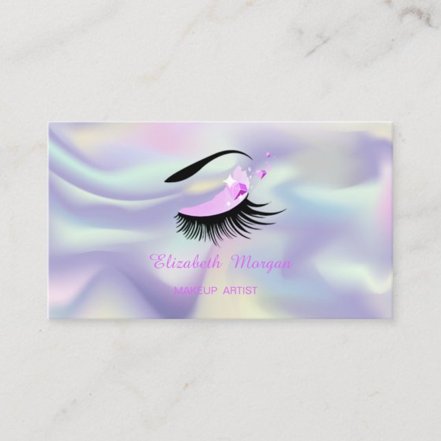 Carte De Visite Maquillage, Faux Lashes Holographique Moderne (Devant)