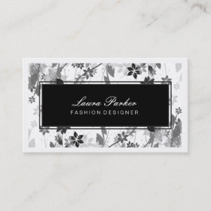 Carte De Visite Maquillage floral Artiste coiffeur Styliste noir e