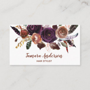Carte De Visite Maquillage floral pourpre professionnel de