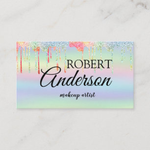 Carte De Visite Maquillage holographique moderne unicorn arc-en-ci
