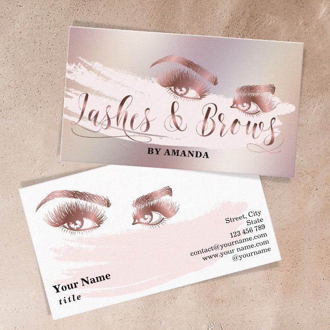 Carte De Visite Maquillage Lash Eyebrow Eyes Lashes Brows Rose Gol (Créateur téléchargé)
