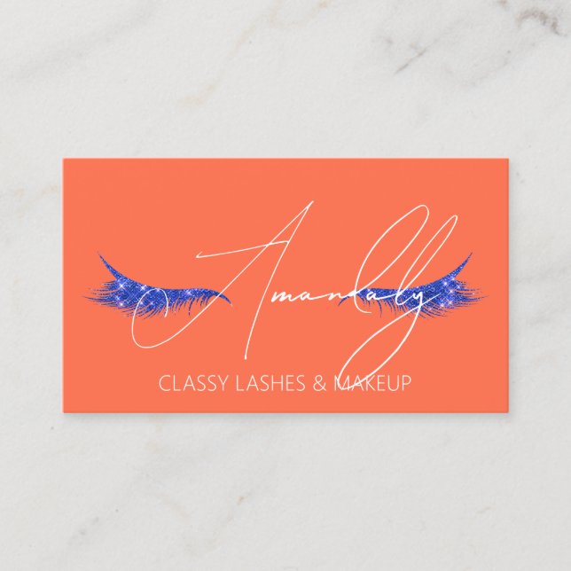 Carte De Visite Maquillage Lash QR LOGO Microblade Blue Orange (Devant)