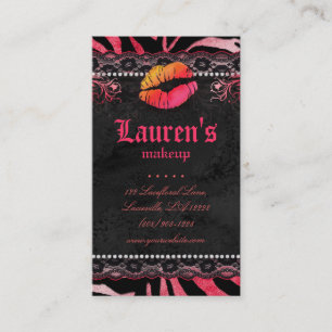 Carte De Visite Maquillage Lèvres N dentelle rose orange rouge zèb