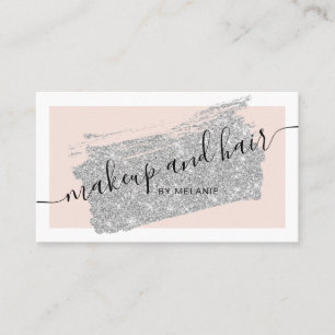 Carte De Visite Maquillage moderne cheveux argent parties scintill
