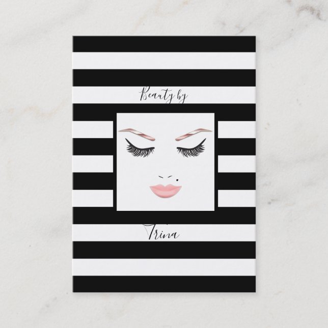 Carte De Visite Maquillage or rose visage sourcils lèvres glam bea (Devant)
