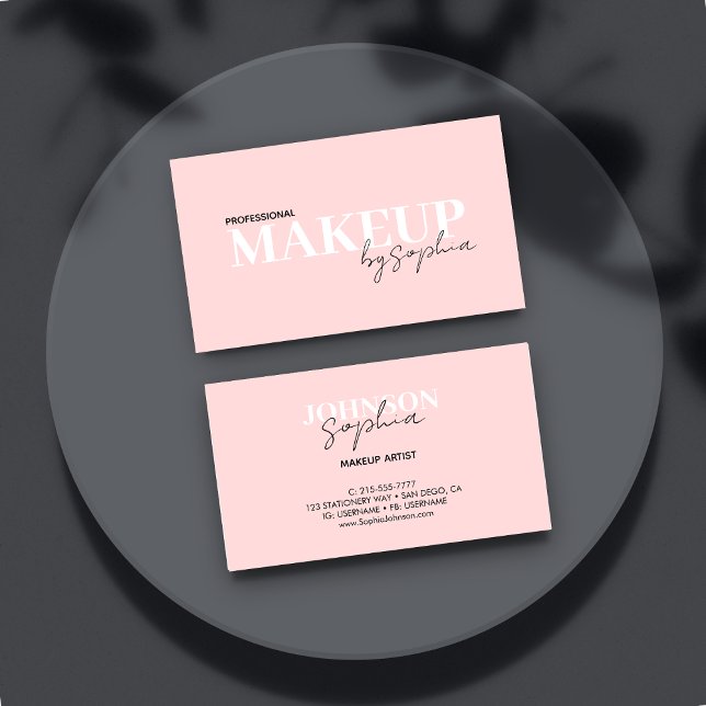 Carte De Visite maquillage personnalisé Artiste Pink Blush Beauty  (Créateur téléchargé)