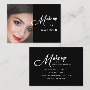 Carte De Visite Maquillage photo de script blanc gras moderne