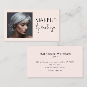 Carte De Visite Maquillage photo écriture noire rose blush