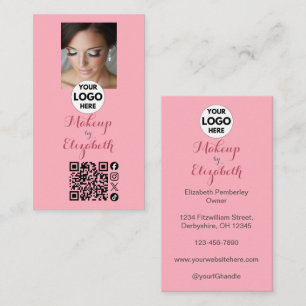 Carte De Visite Maquillage photo écriture rose blush