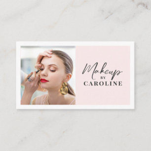 Carte De Visite Maquillage photo écriture rose pâle noir