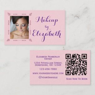 Carte De Visite Maquillage photo écriture rose violet rose