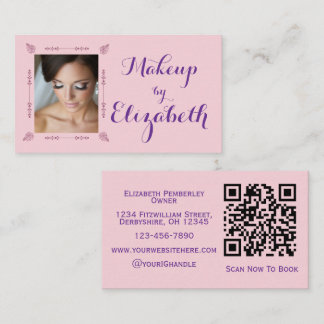 Carte De Visite Maquillage photo écriture rose violet rose