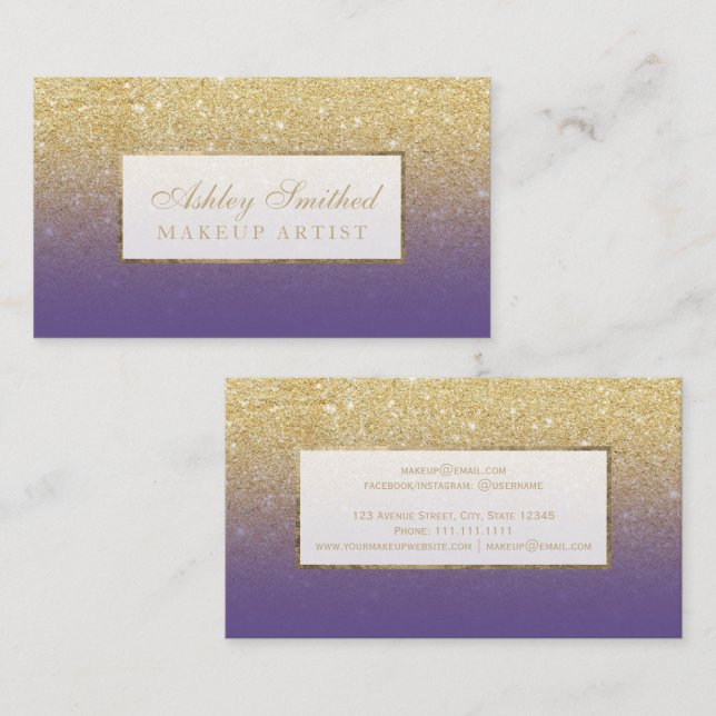 Carte De Visite Maquillage pourpre d'ombre de faux de parties (Devant / Derrière)