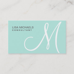 Carte De Visite Maquillage Professionnel Élégant Monogramme Bleu