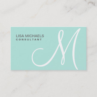 Carte De Visite Maquillage Professionnel Élégant Monogramme Bleu