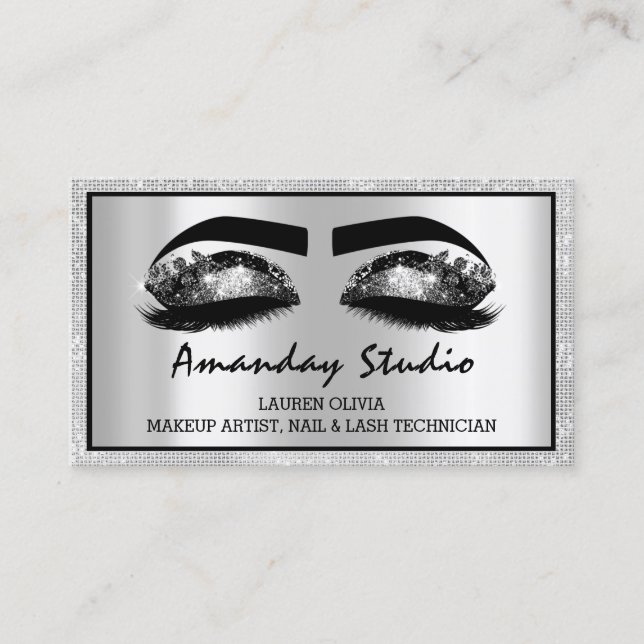 Carte De Visite Maquillage professionnel Eyelash Black Grey Nomina (Devant)