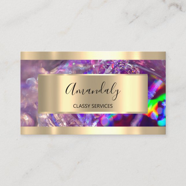 Carte De Visite Maquillage professionnel Holographic Gold Rainbow (Devant)
