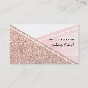 Carte De Visite Maquillage rose de bloc d'aquarelle de rose d'or