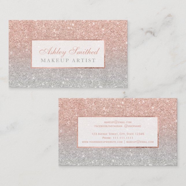 Carte De Visite Maquillage rose d'ombre d'argent de parties (Devant / Derrière)