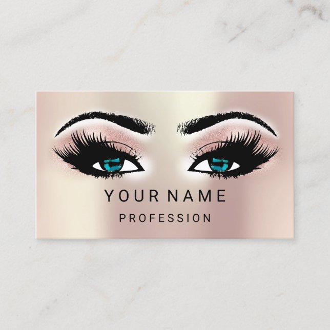 Carte De Visite Maquillage Rose fumé bleu minimum naturel (Devant)