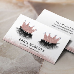 Carte De Visite Maquillage Rose Gold Crown Eyelash Salon