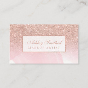 Carte De Visite Maquillage rose moderne d'aquarelle de rose de