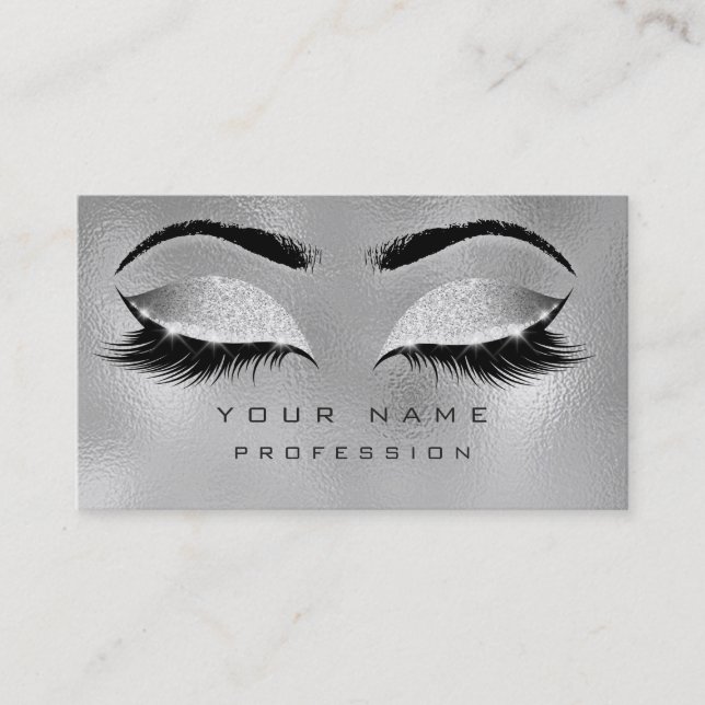 Carte De Visite Maquillage sourcils Parties scintillant argent mét (Devant)
