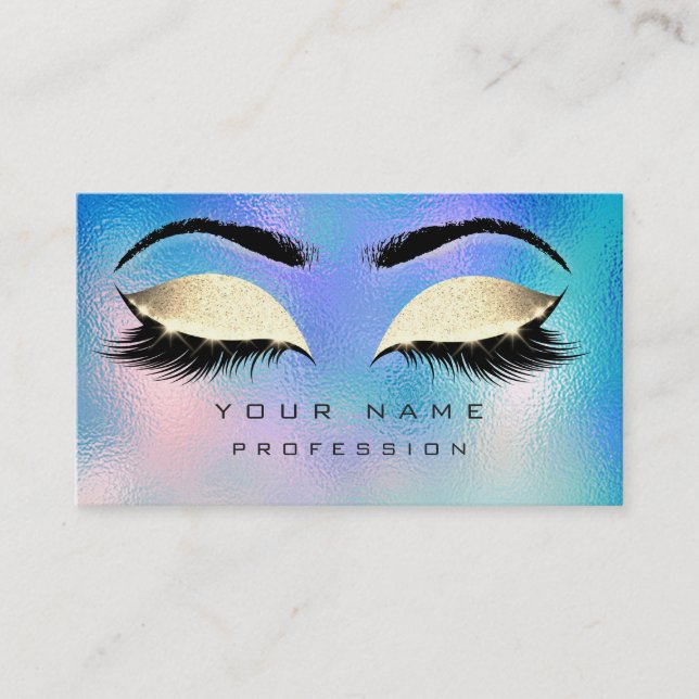 Carte De Visite Maquillage sourcils Parties scintillant bleu Aqua  (Devant)