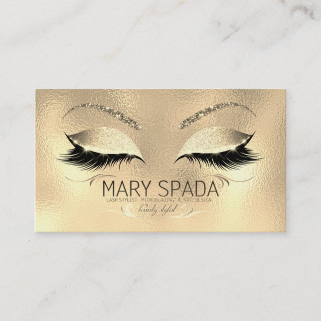 Carte De Visite Maquillage sourcils Parties scintillant Diamant Or (Devant)