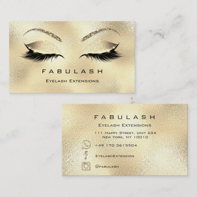Carte De Visite Maquillage sourcils Parties scintillant diamant or (Devant / Derrière)