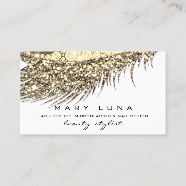 Carte De Visite Maquillage sourcils Parties scintillant métal blan (Devant)