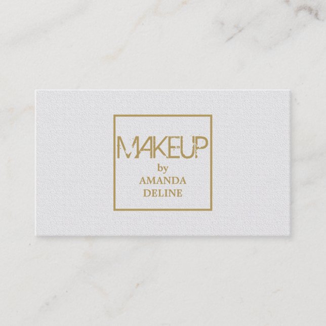 Carte De Visite Maquilleur blanc élégant chic moderne d'or de Faux (Devant)