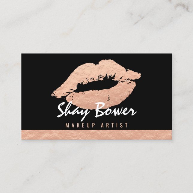 Carte De Visite Maquilleur rose de regard de feuille d'or (Devant)