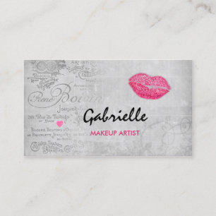 Carte De Visite Maquilleur rose grunge vintage Girly de baiser de