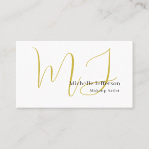 Carte De Visite Maquilleuse à la mode Monogramme doré Noir Blanc