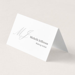 Carte De Visite Maquilleuse à la mode Monogramme noir blanc élégan