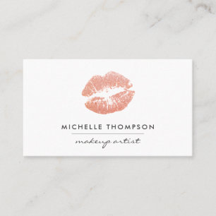 Carte De Visite Maquilleuse Chic Rose Gold Lips