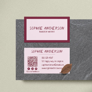 Carte De Visite Maquilleuse élégante de Bourgogne avec QR Code