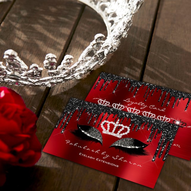 Carte De Visite Maquilleuse Extension de Cils Noirs Gouttes VIP (Makeup Artist Eyelashes Extension Black Drips VIP Business Card)