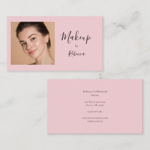 Carte De Visite Maquilleuse Moderne Photo Script Rose