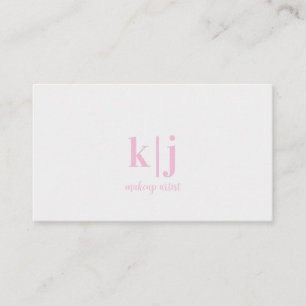 Carte De Visite Maquilleuse Monogramme Rose et Blanc
