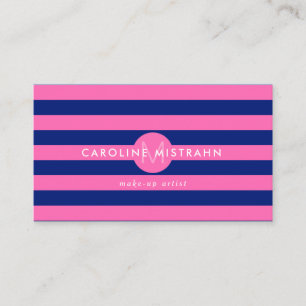 Carte De Visite Maquilleuse Professionnelle Rose Bleu Marine Monog