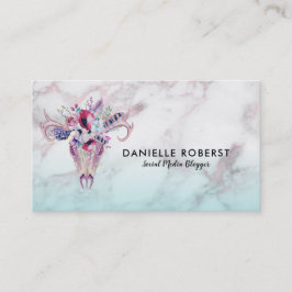 Carte De Visite Marble Ombre & Boho Crâne