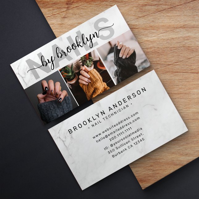 Carte De Visite Marble Photo Typographie Clou Artiste (Créateur téléchargé)