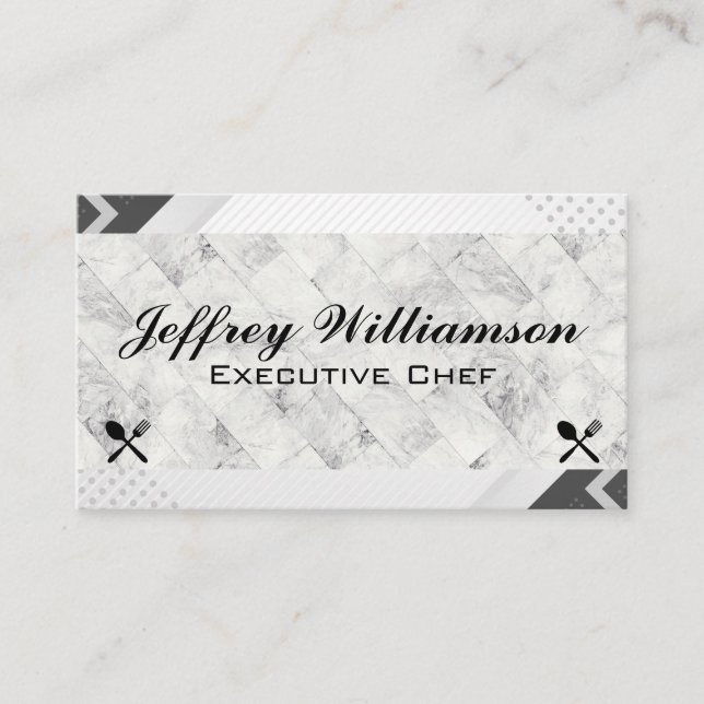 Carte De Visite Marble Tiles | Wood | Silverware Culinary Logo (Devant)