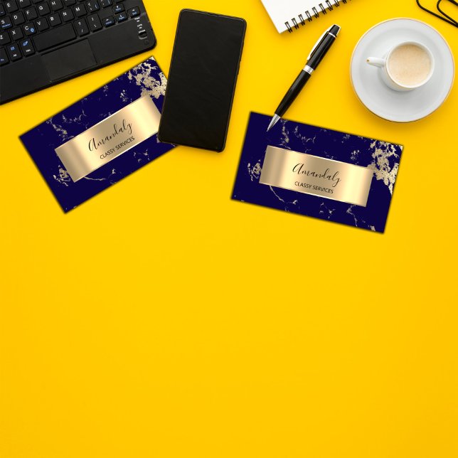 Carte De Visite Marbre Abstrait de luxe professionnel Marine (Créateur téléchargé)