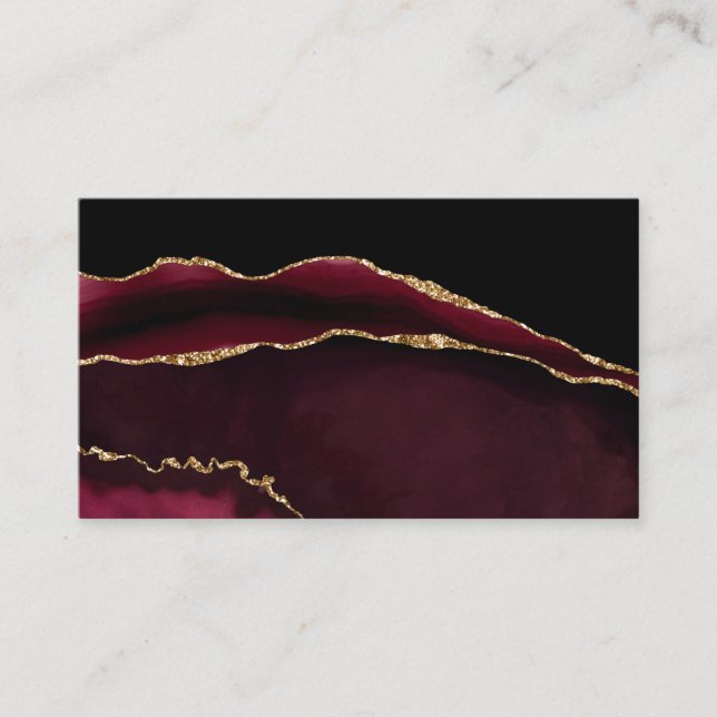 Carte De Visite Marbre Agate Chic Black Purple Gold Parties scinti (Devant)